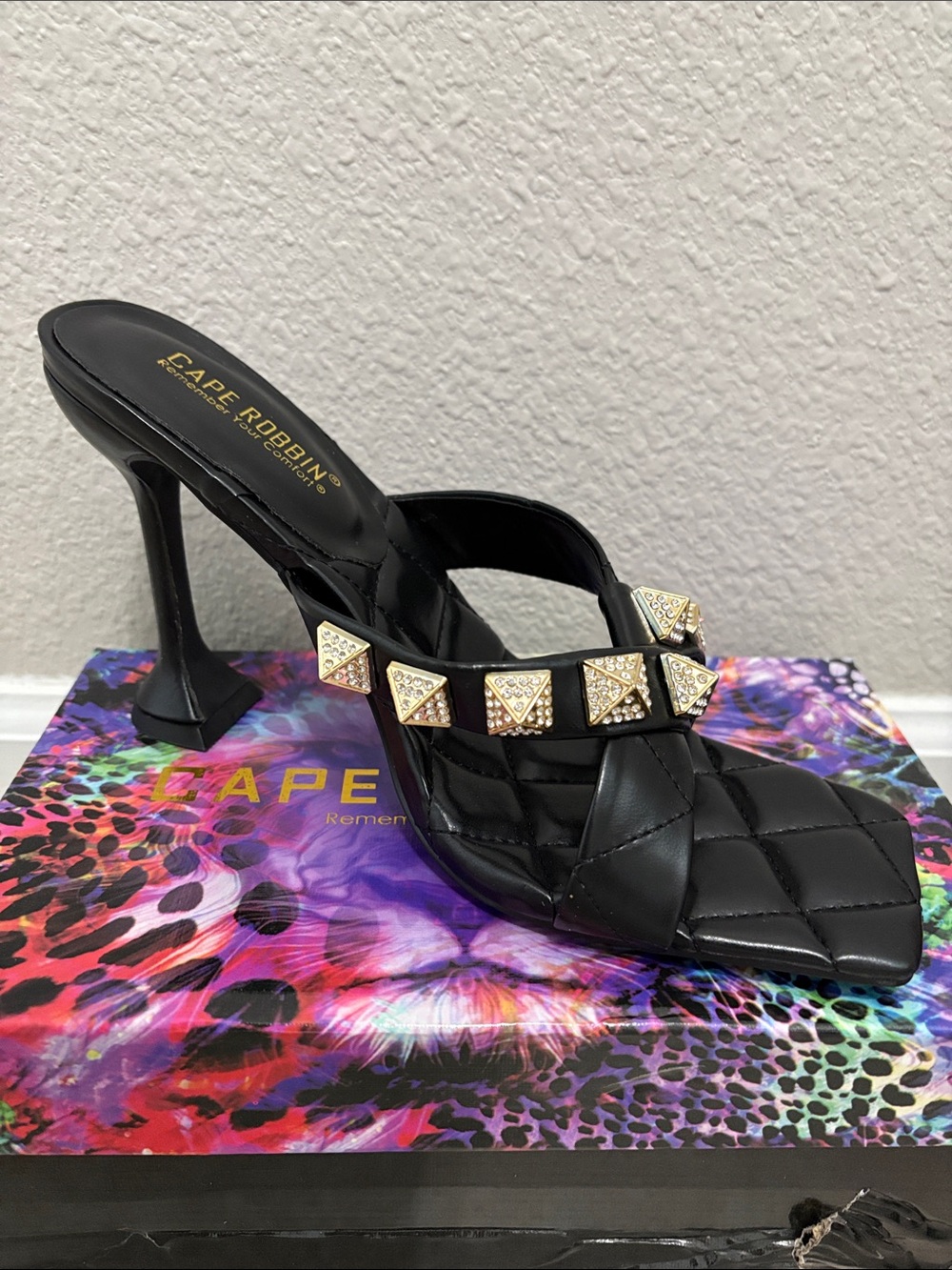 Quilted Square-Toe Heeled